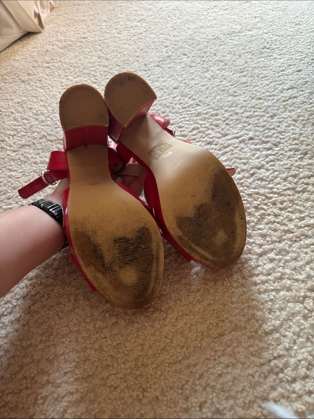 Unique Vintage Red Platform Sandals with Crisscross Straps and Ankle Buckle